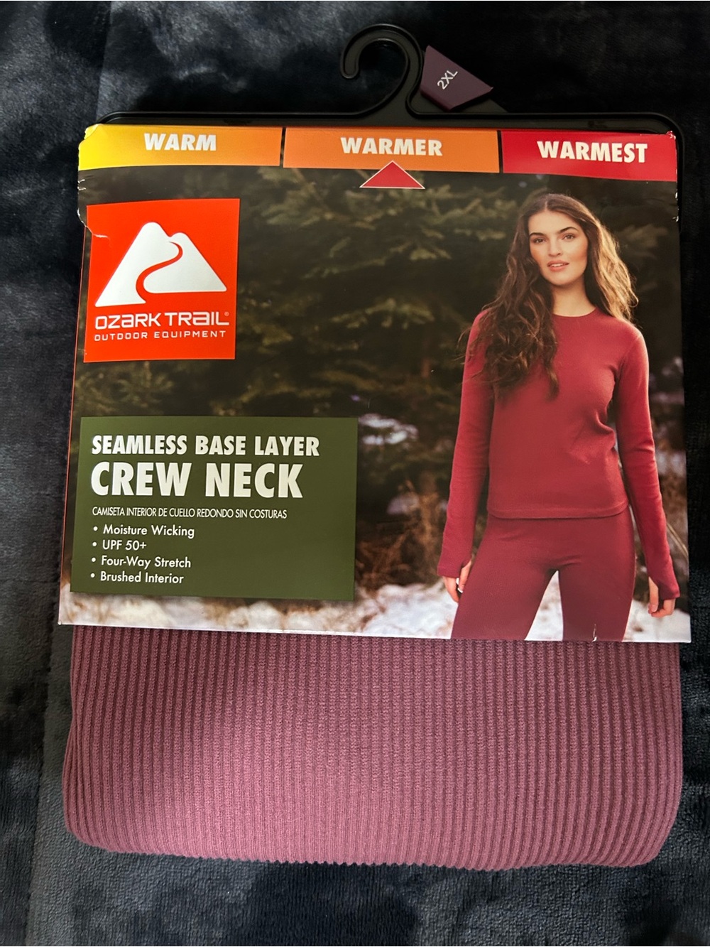 Ozark Trail Women’s Warmer Thermal Long Sleeve Seamless Fleece Top, Wild Ginger